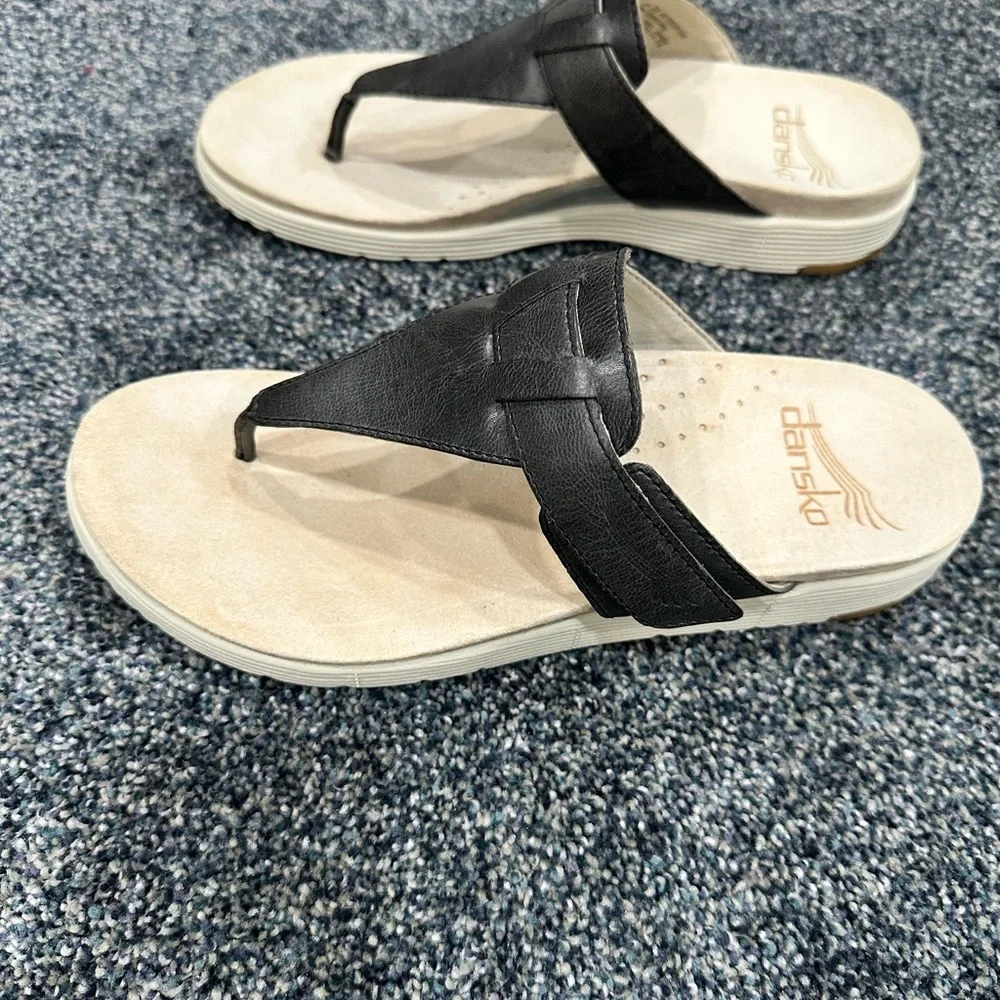 Dansko Cece Black Leather Sandals - Picture 3 of 6